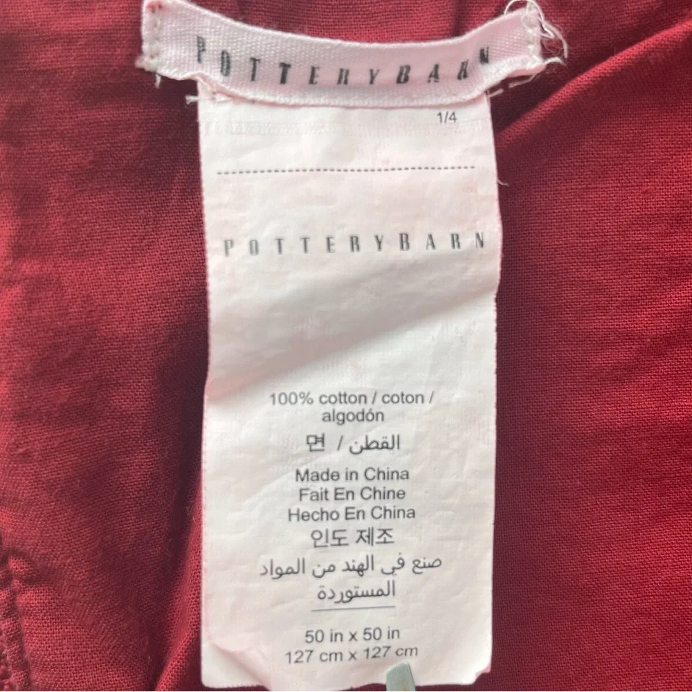 Pottery Barn Table Cloth Throw Watson Red Plaid 50x50 100% Cotton Holiday Classi
